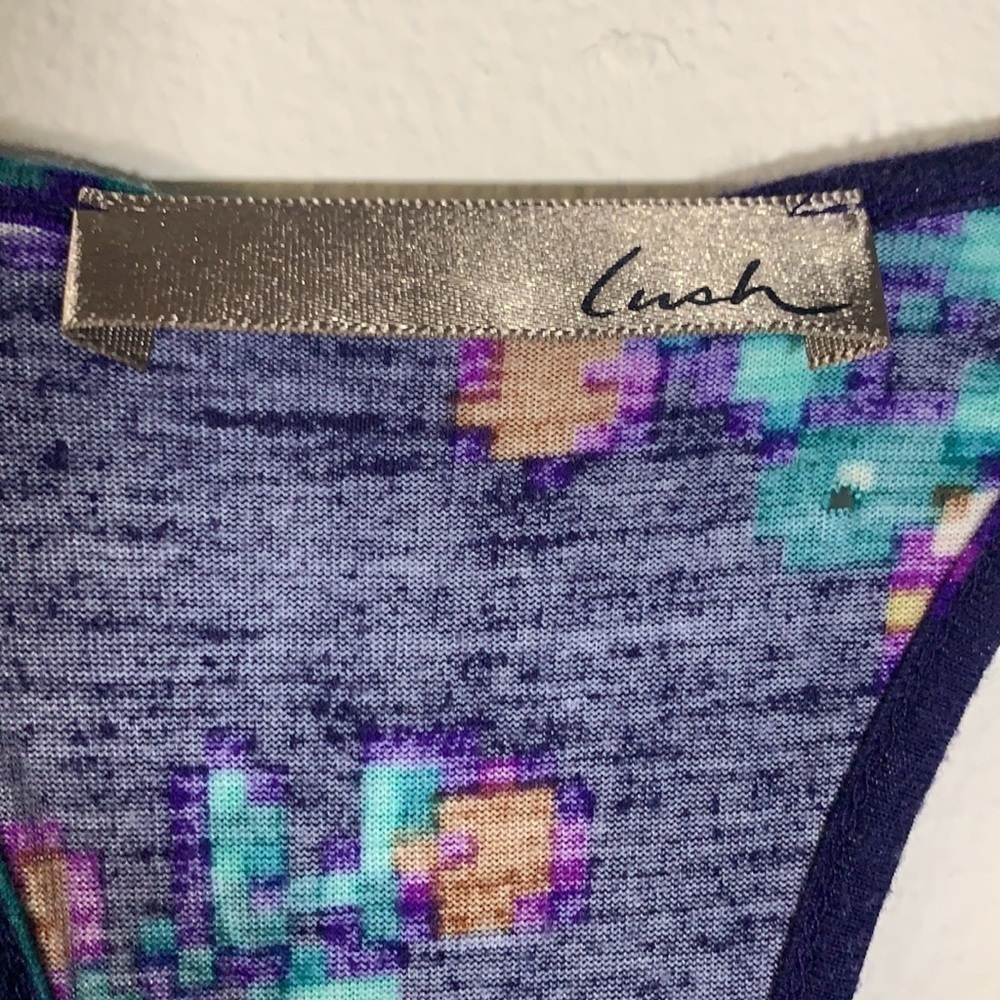 Lush Racer Back Tank With Ruffle, Blue Green Purple, Size Small - Picture 2 of 6